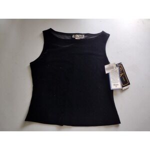 R&K Evening Black Velvet Sleeveless Boat Neck Top Womens Medium NWT Y2K
